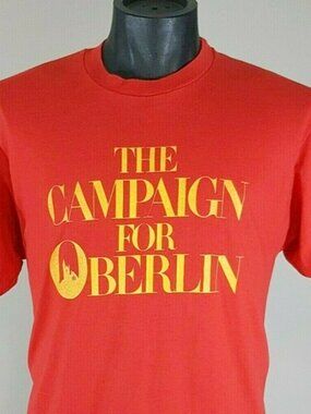 Vtg 80s The Campaign for Oberlin T Shirt XL Red Hanes Single Stitch USA College